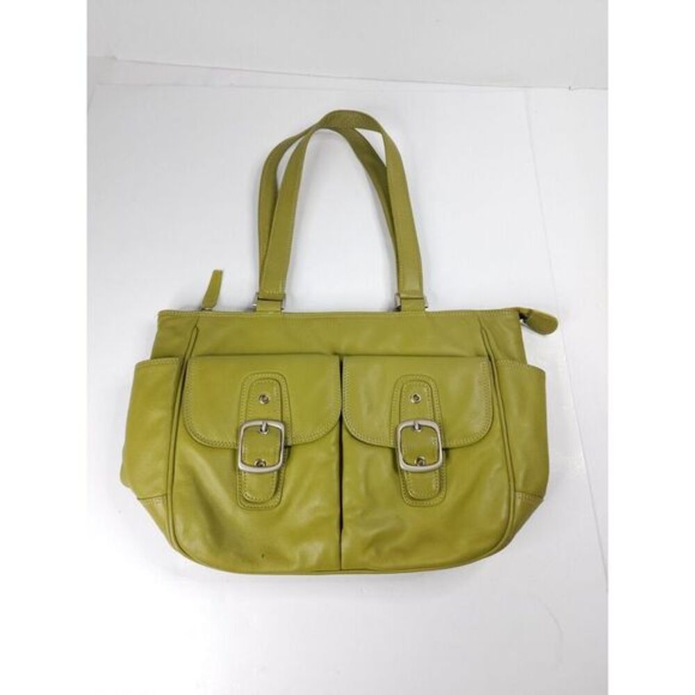 iLi New York Toronto Women's Medium‎ Leather Pea Green Shoulder Buckle Purse Bag